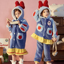 Load image into Gallery viewer, Disney Kids Sleepwear Winter Flannel Soft Warm Girls Pajamas Set Children Nightgown Long Sleeve Hooded Pyjamas Cartoon Homewear