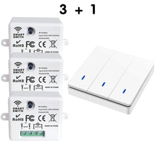 Load image into Gallery viewer, Wireless Smart Switch Light 433Mhz RF 86 Wall Panel Switch with Remote Control Mini Relay Receiver 220V Home Led Light Lamp Fan