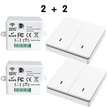 Load image into Gallery viewer, Wireless Smart Switch Light 433Mhz RF 86 Wall Panel Switch with Remote Control Mini Relay Receiver 220V Home Led Light Lamp Fan