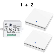 Load image into Gallery viewer, Wireless Smart Switch Light 433Mhz RF 86 Wall Panel Switch with Remote Control Mini Relay Receiver 220V Home Led Light Lamp Fan