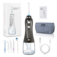 Load image into Gallery viewer, Portable Oral Irrigator 300ml Dental Water Flosser Jet 5 Modes Water Floss USB Rechargeable Irrigator Dental Teeth Cleaner + Bag