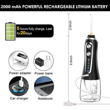 Load image into Gallery viewer, Portable Oral Irrigator 300ml Dental Water Flosser Jet 5 Modes Water Floss USB Rechargeable Irrigator Dental Teeth Cleaner + Bag