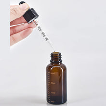 Load image into Gallery viewer, 10pcs Dropper Bottles with Scale 5ml-100ml Reagent Eye Drop Amber Glass Aromatherapy Liquid Pipette Bottle Refillable Bottles Travel