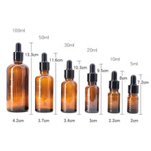 Load image into Gallery viewer, 10pcs Dropper Bottles with Scale 5ml-100ml Reagent Eye Drop Amber Glass Aromatherapy Liquid Pipette Bottle Refillable Bottles Travel