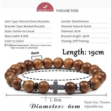 Load image into Gallery viewer, Men Natural Lava Stone Bead Bracelets Hematite Cross Rosary Meditation Prayer Jesus Bracelet Women Yoga Jewelry