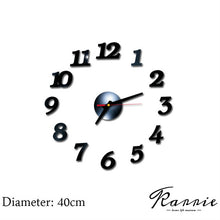 Load image into Gallery viewer, Wall Clock One Set Creative Digital Acrylic Frameless Mirror Stickers Modern Art Decal Home Decor Modern Decor 40cm