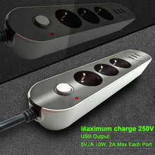 Load image into Gallery viewer, Plug Household Charger Power Strip Universal Extension Cord Charging Overload Protection 3 USB Ports Socket 10A 250V Square