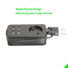 Load image into Gallery viewer, Power Strip With USB Portable Extension Socket European Plug 1.5m Cable Power Strip Travel Adapter