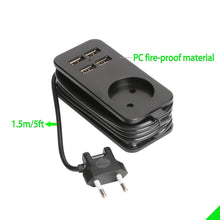 Load image into Gallery viewer, Power Strip With USB Portable Extension Socket European Plug 1.5m Cable Power Strip Travel Adapter