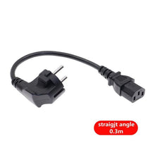 Load image into Gallery viewer, European 2 Pin Male to IEC 3 Pin Female ,Schuko to IEC C13 Angled 90 Degree AC Power Cord EU Adapter Extension Lead Cable