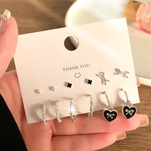 Load image into Gallery viewer, Korean Fashion Metal Love Heart Circle Drop Small Earrings for Women Trend Pendant Piercing Earrings Set Jewelry