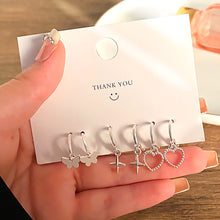 Load image into Gallery viewer, Korean Fashion Metal Love Heart Circle Drop Small Earrings for Women Trend Pendant Piercing Earrings Set Jewelry