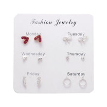 Load image into Gallery viewer, Women's Earrings Set Pearl Earrings For Women Bohemian Fashion Jewelry 2020 Geometric Crystal Heart Stud Earrings