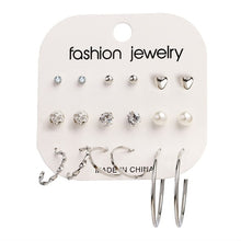 Load image into Gallery viewer, Women's Earrings Set Pearl Earrings For Women Bohemian Fashion Jewelry 2020 Geometric Crystal Heart Stud Earrings