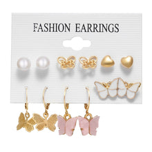 Load image into Gallery viewer, Women's Earrings Set Pearl Earrings For Women Bohemian Fashion Jewelry 2020 Geometric Crystal Heart Stud Earrings