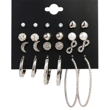 Load image into Gallery viewer, Women's Earrings Set Pearl Earrings For Women Bohemian Fashion Jewelry 2020 Geometric Crystal Heart Stud Earrings