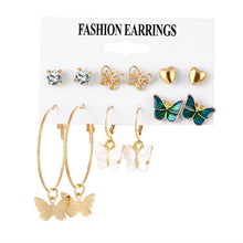 Load image into Gallery viewer, Women's Earrings Set Pearl Earrings For Women Bohemian Fashion Jewelry 2020 Geometric Crystal Heart Stud Earrings