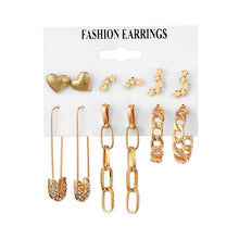 Load image into Gallery viewer, Women's Earrings Set Pearl Earrings For Women Bohemian Fashion Jewelry 2020 Geometric Crystal Heart Stud Earrings