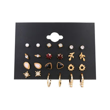 Load image into Gallery viewer, Women's Earrings Set Pearl Earrings For Women Bohemian Fashion Jewelry 2020 Geometric Crystal Heart Stud Earrings
