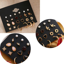 Load image into Gallery viewer, Women's Earrings Set Pearl Earrings For Women Bohemian Fashion Jewelry 2020 Geometric Crystal Heart Stud Earrings
