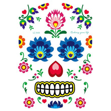 Load image into Gallery viewer, Facial makeup Sticker Special Waterproof Face tattoo Day of The Dead Skull Face dress up Halloween Temporary Tattoo Stickers
