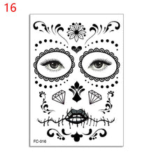 Load image into Gallery viewer, Facial makeup Sticker Special Waterproof Face tattoo Day of The Dead Skull Face dress up Halloween Temporary Tattoo Stickers