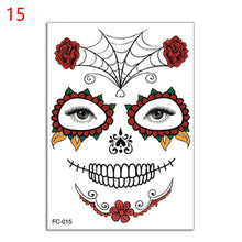 Load image into Gallery viewer, Facial makeup Sticker Special Waterproof Face tattoo Day of The Dead Skull Face dress up Halloween Temporary Tattoo Stickers