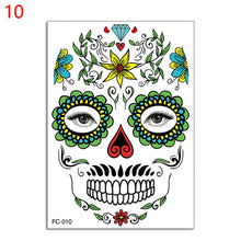 Load image into Gallery viewer, Facial makeup Sticker Special Waterproof Face tattoo Day of The Dead Skull Face dress up Halloween Temporary Tattoo Stickers