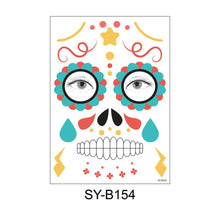 Load image into Gallery viewer, Facial makeup Sticker Special Waterproof Face tattoo Day of The Dead Skull Face dress up Halloween Temporary Tattoo Stickers