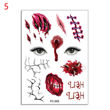 Load image into Gallery viewer, Facial makeup Sticker Special Waterproof Face tattoo Day of The Dead Skull Face dress up Halloween Temporary Tattoo Stickers