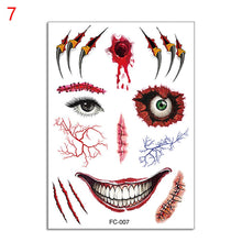 Load image into Gallery viewer, Facial makeup Sticker Special Waterproof Face tattoo Day of The Dead Skull Face dress up Halloween Temporary Tattoo Stickers