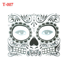 Load image into Gallery viewer, Facial makeup Sticker Special Waterproof Face tattoo Day of The Dead Skull Face dress up Halloween Temporary Tattoo Stickers