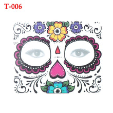 Load image into Gallery viewer, Facial makeup Sticker Special Waterproof Face tattoo Day of The Dead Skull Face dress up Halloween Temporary Tattoo Stickers