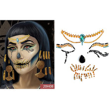 Load image into Gallery viewer, Facial makeup Sticker Special Waterproof Face tattoo Day of The Dead Skull Face dress up Halloween Temporary Tattoo Stickers