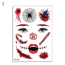 Load image into Gallery viewer, Facial makeup Sticker Special Waterproof Face tattoo Day of The Dead Skull Face dress up Halloween Temporary Tattoo Stickers