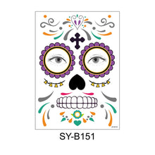 Load image into Gallery viewer, Facial makeup Sticker Special Waterproof Face tattoo Day of The Dead Skull Face dress up Halloween Temporary Tattoo Stickers