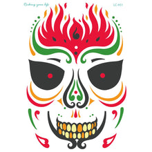 Load image into Gallery viewer, Facial makeup Sticker Special Waterproof Face tattoo Day of The Dead Skull Face dress up Halloween Temporary Tattoo Stickers