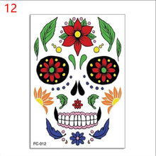 Load image into Gallery viewer, Facial makeup Sticker Special Waterproof Face tattoo Day of The Dead Skull Face dress up Halloween Temporary Tattoo Stickers