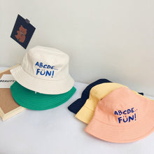 Load image into Gallery viewer, Casual Children's Bucket Hats Letter Decor Cotton Panama Cap Girls Boys Outdoor Beach Sun Hat Camping Fishing Cap