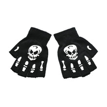 Load image into Gallery viewer, Fashion Skull Knitted Women Men Winter Scarf Skeleton Scarves Party Wraps with Black Fringe Luminous Skull Gloves