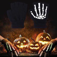 Load image into Gallery viewer, Fashion Skull Knitted Women Men Winter Scarf Skeleton Scarves Party Wraps with Black Fringe Luminous Skull Gloves