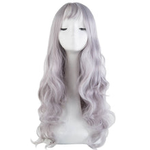 Load image into Gallery viewer, Fei-Show Synthetic Heat Resistant Fiber Long Curly Silver Grey Thin Bangs Hair Costume Cosplay Wigs Carnival Events Hairpiece