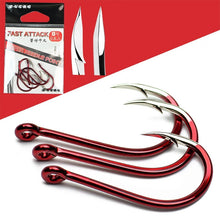 Load image into Gallery viewer, Fishing Barbed Hook Bend Mouth Triangular Fast Attack Super Needle Point Fishhook Black Seabream Bass Japan Hooks 4-8 Piece Pack