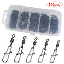 Load image into Gallery viewer, Fishing Gear Set Connector 50/100pcs Fishing Swivels Interlock Pin Snap Rolling Swivel Fishhook Lure Fishing Hook Accessories