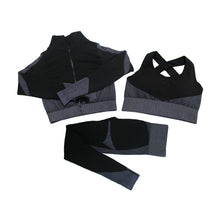 Load image into Gallery viewer, Yoga Sets Long Sleeve Shirt+Sport Bra+Seamless Leggings Workout Running Clothing Gym Wear