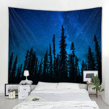 Load image into Gallery viewer, Forest Tapestry Wall Hanging Psychedelic Trees And Stars Fabric Tapestry Home Decor Polyester Table Cover Forest Night Tapestry