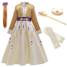 Load image into Gallery viewer, Princess Girls Dress Anna Cosplay Costume Snow Queen Elsa 2 Dresses Anna Dress for Birthday Halloween Cosplay Costume
