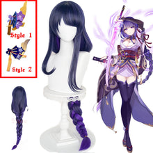 Load image into Gallery viewer, Game Anime Genshin Impact Raiden Shogun Cosplay Wig Pre Styled 110cm Long Heat Resistant Synthetic Purple Mixed Color Baal Wigs