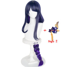 Load image into Gallery viewer, Game Anime Genshin Impact Raiden Shogun Cosplay Wig Pre Styled 110cm Long Heat Resistant Synthetic Purple Mixed Color Baal Wigs