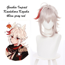 Load image into Gallery viewer, Game Genshin Impact Kaedehar Kazuha Cosplay Wig Anime Halloween Cosplay Heat Resistant Synthetic Wigs 40cm Gray Red Short Wig
